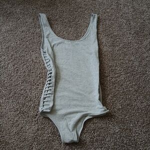 🧚‍♀️Speckled Grey Side Cut Out Bodysuit | Side Ladder Detail